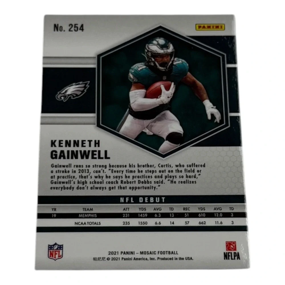 2021 Panini‎ Mosaic Kenneth Gainwell NFL Debut Prizm Rookie Card #254 RC